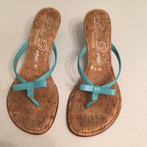 Ladies Sandals size 8 with low heels Turquoise